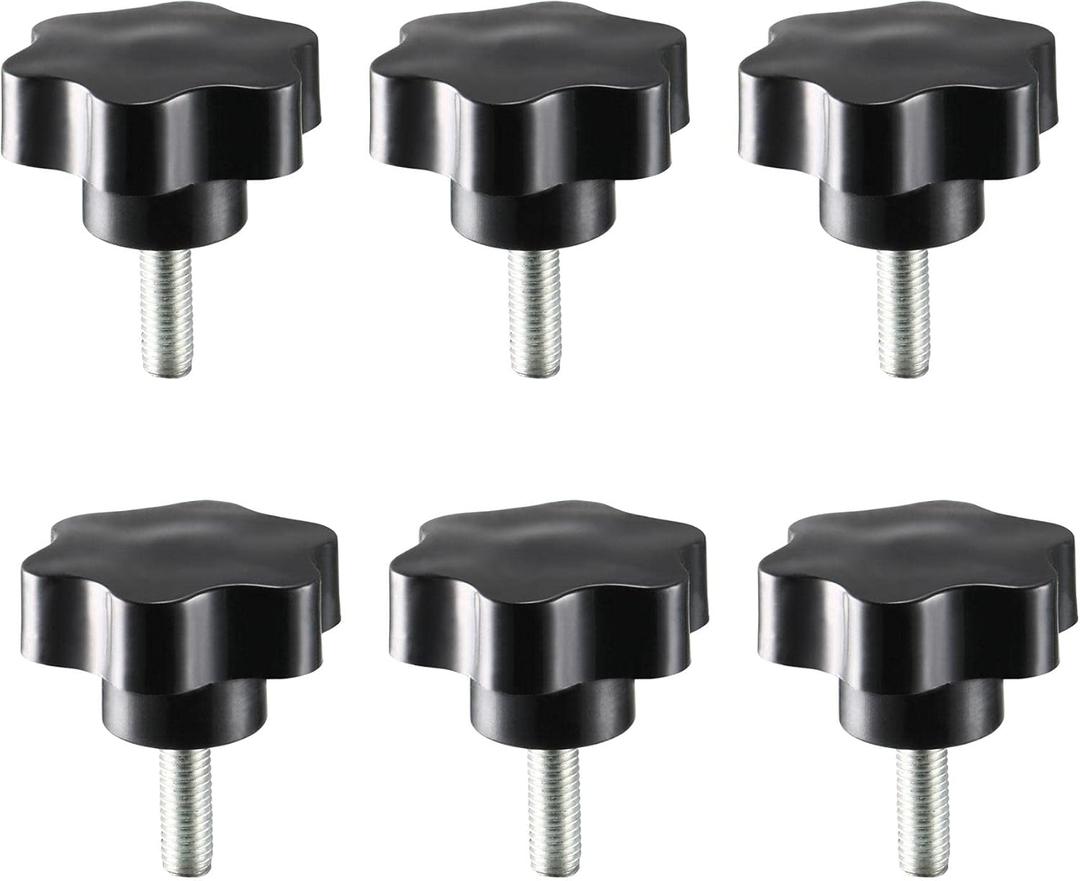 uxcell Clamping Screw Knob, 48mm Dia Plum Hex Shaped Grips Star Knob M8 x 25mm Male Thread, 6pcs
