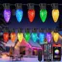 Brightever Smart C9 Outdoor Christmas Lights, Extra-Long 132FT 200 LED RGB Christmas Lights with Remote and Music Sync APP Control, 105 Modes Waterproof Outdoor String Lights for House, Xmas Decor