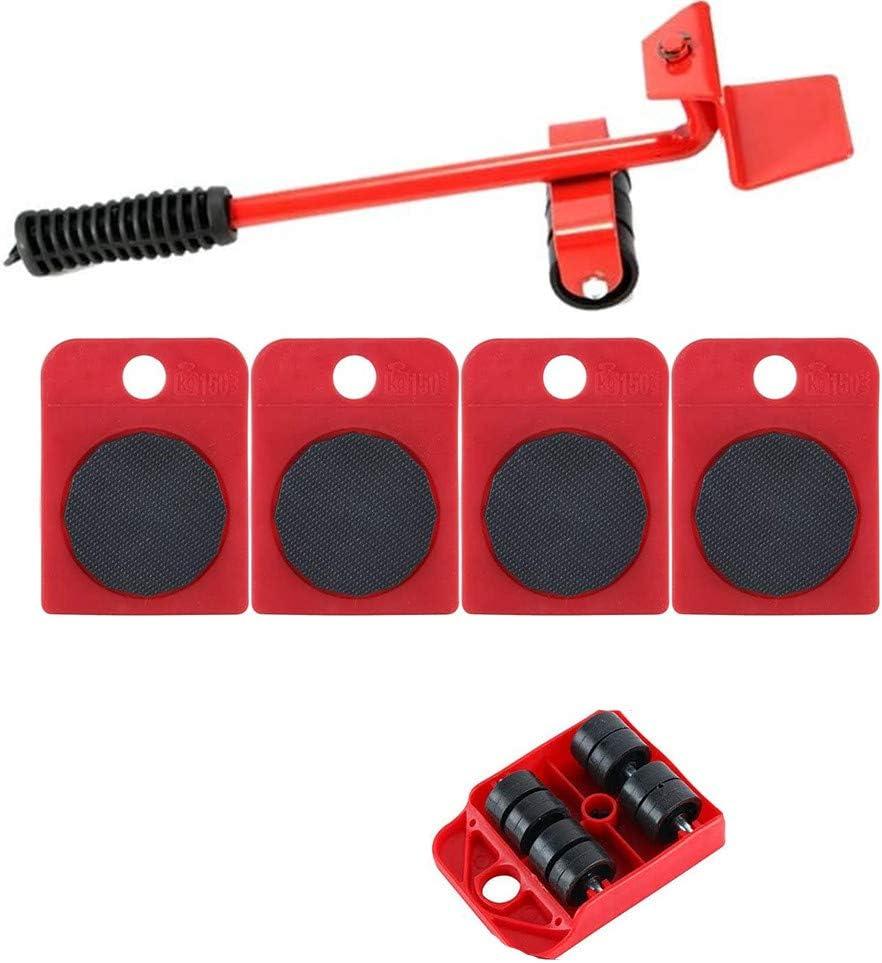 Heavy Duty Furniture Lifter with 4 Sliders Appliance Roller Moving Tools for Sofa Refrigerator Cabinet, Max Up for 150KG/330LB, Easily Redesign and Rearrange Living Space (Red)