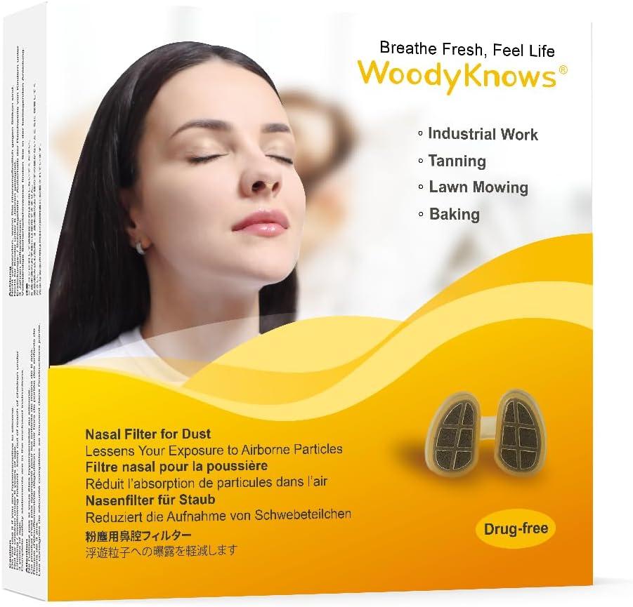 WoodyKnows Nasal Filters for Dusty Activities, Useful Tool for Doing Industrial Work, Tanning, Grooming, and Housekeeping (Medium, 4 Filters+48 Replacements)