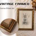 Vintage Gold Framed Easter Bunny Canvas Wall Art Vintage Rabbit Wall Decor Spring Farmhouse Animal Sketch Print Artwork Sketch Rabbit painting Picture for Farmhouse Bedroom Living Room 12X16in