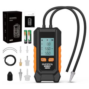 Manometer Gas Pressure Tester -101 to 200KPa Mini Dual-Port Digital Manometer HVAC with 6 Measurement Units(PSI/kPa/mbar/bar/inHg/mmHg) Manometer Lp Gas Pressure Tester Auto Calibration Monometer