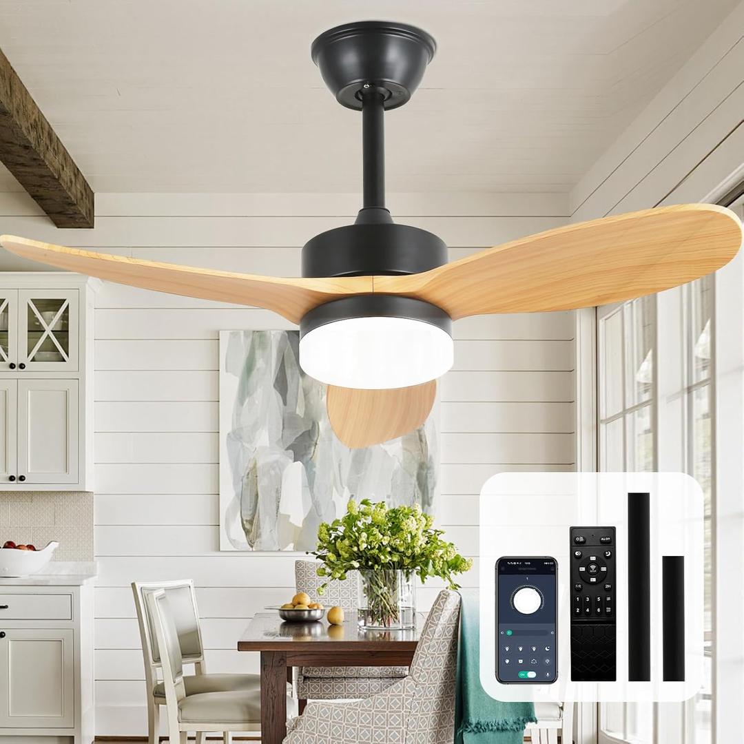 Finktonglan 36" Ceiling Fans with Lights and Remote Control, Black Farmhouse Ceiling Fan for Indoor and Outdoor, DC Motor Ceiling Fans with Two Rods for Patio, Living Room, Dining Room (Brown) Finktonglan 36" Ceiling Fans with Lights and Remote Control, Black Farmhouse Ceiling Fan for Indoor and Outdoor, DC Motor Ceiling Fans with Two Rods for Patio, Living Room, Dining Room (Brown)