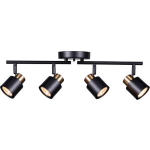4 Light Track Lighting Kit, Matt Black Brass Finish Adjustable with Moden Flush Mount Ceiling Spotlight for Kitchen,Living Room,Home Improvement