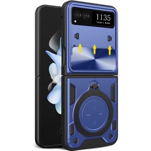 Compatible with Motorola Razr 2023 Case [Military-Grade] [360Ring Magnetic Kickstand] [Slide Camera Lens Cover] Protective Armor Case for Moto Razr 2023 (Blue)