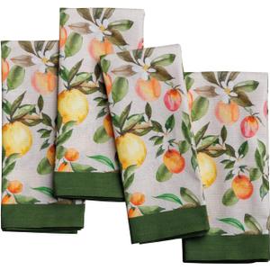 Maison d' Hermine Cloth Napkins Set of 4 100% Cotton Everyday Reusable Square Napkins Cloth Washable Dinner Party Wedding Restaurant Easter Decorations Spring/Summer (Soleil Fruite, 18" x 18")