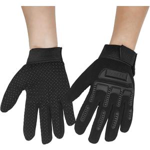 Long Keeper Kids Cycling Tactical Gloves Boys Sport Climbing Fishing Gloves Anti Slip Full Finger Gloves (Small, Black)