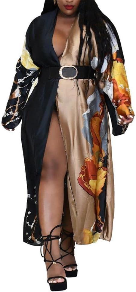 Cu4eve Summer Cardigan For Women Lightweight Satin Open Front Long Kimono Swimsuit Cover Ups Silk Robe, Plus Size