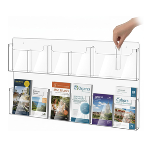 Sherr Acrylic Brochure Holder Wall Mount with Removable Dividers, Wide High Capacity Literature Display Stand for 4''x 9'', 8.5''x11'' Pamphlets, 26.7'' x 18'' for High-Traffic Lobbies Events