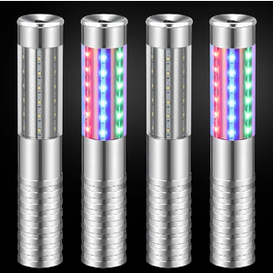 4 Pieces RGB LED Strobe Baton Light Rechargeable Bottle Service Sparklers Stick Reusable Champagne Bottle Handheld LED for Club Stage Nightclub Party Concert Event Bar Outdoor  Silver