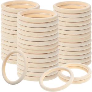 45 Pcs 4 Inch Wooden Rings for Crafts, Natural Unfinished Solid Wooden Rings for Macrame, DIY Projects, Jewelry Making and Home Decor Crafting Supplies (4 Inch Diameter)