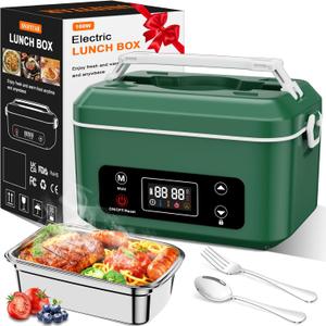Cordless Electric Heated Lunch Box,Pro 24000mah Heated Lunch Box,Battery Powered, 1.2L Portable Food Heater-3D-5 Side Heating-Intelligent Temperature Control,Suitable For Trucks,Offices (Army/Green)