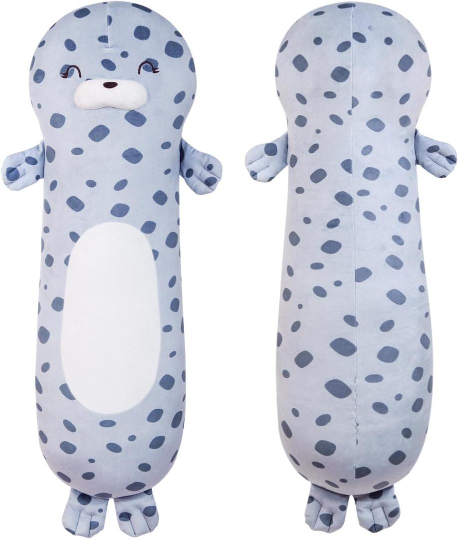 22inch Large Ocean Seal Stuffed Animals Body Pillow, Big Chubby Seals Blob Plush Toy Plushy Long Gift for Boys Girl Birthday