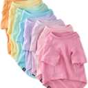 Toby II - The Perfect Tee, 8 Pack Short Sleeve Pet T-Shirt 100% Organic Cotton Tees Clothes for Small, Medium, Large Dogs, Rainbow Pink, Small