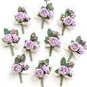 Ling's Moment Boutonniere for Men, 10pcs Groomsmen Guest Boutonniere, Artificial Flowers for Wedding Dcor/Prom/Homecoming, etc, Purple Lilac