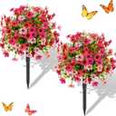 2 Pack Artificial Flowers for Outdoor, Fake Bushes and Shrubs 21''