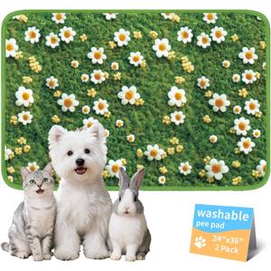 Washable Pee Pads for Dogs, Reusable Puppy Potty Training Pads, Ultra-Absorbent Thick Waterproof Leak-Proof Non-Slip Pads & Mat for Crate, Playpen, Floor, Whelping & Housebreaking , 2 Pack 24"x36"