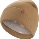 AWAYTR Satin-Lined Winter Beanie Knit Hat, Acrylic Knit with Silk Interior, Soft Slouchy Cuffed Design for Women & Men (One Size, Khaki)