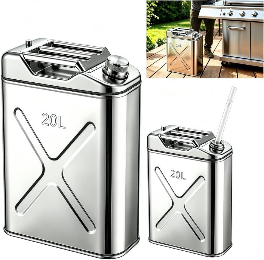 5.3 Gallon Large Capacity Oil Storage Container, 304 Stainless Steel Hot Oil Storage Can with Filter Strainer & Drain Hose, Reusable for Kitchen, Restaurant, Dining Car, Outdoor Camping Picnic