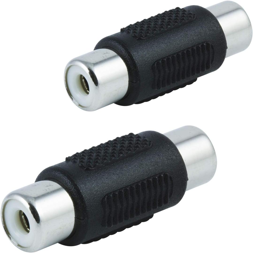 GE RCA Coupler Adapter, 2-Pack, Female-to-Female Connectors, Extend Length and Reach of RCA Cables, Audio Video Cable Extender Barrel, 33617