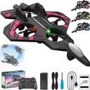 2026 Upgraded RC Jet-RC Stunt Fighter Jet Toy for Adult with 360 Flips & LED Lights, Remote Control Airplanes Foam Planes Drone with Battery & Fan Blade (Pink + 1 Battery)