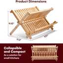 Vdomus Bamboo Dish Drying Rack - Foldable Dish Rack for Kitchen - Collapsible & Compact Wooden Plate Holder - Eco-Friendly & Functional Wood Dryer Rack for Plates - Space-Saving Storage Organizer
