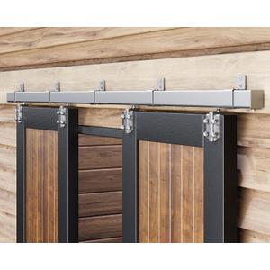 Easelife 8FT Exterior Sliding Barn Door Hardware Kit, Box Rail Track, 450lb Capacity, Sliver Weather-Resistant Steel, Wall Mount System for Outdoor Use, Fit Double 24in Door
