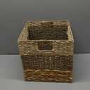11 Inch Cube Storage Bins, Wicker Storage Baskets for Cube Shelf, Natural Foldable Square Baskets for Storage, Large Woven Storage Bin with Handle, Baskets for Pantry, Living Room Set of 4 (10.5x10.5x10.5)