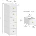 GiftGo Narrow Dresser Cabinet Vertical Slim Dresser Chest of Drawers Skinny Storage Tower for Small Spaces Gaps Closet Bedroom Bathroom Small Fabric Drawer Unit (White, 5 Drawers) 19.7"D x 9.8"W x 35.2"H (5 Drawers)