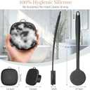 Back Scrubber for Shower & Face Scrubber, Silicone Exfoliating Brush Set with 17In Long Handle, Soft Body & Facial Cleansing Scrubber for Men Women
