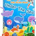 Jelly Sticker Books for Toddlers 2-4 Years, Under The Sea Stickers for Kids 1-3, Reusable Sticker Book for Toddler Plane Activities Travel Essentials (Under The Sea)