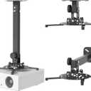 JOY worker Universal Projector Ceiling Mount Wall Bracket Holder Fits Flat or Sloped Ceiling Height Adjustable with Extendable Arms for Home and Office Projector (long, black)