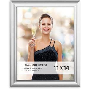 Langdon House 11x14 Silver Picture Frame, Contemporary Glam Photo Frame 11 x 14, Wall Mount or Table Top, Celebration Collection Langdon House 11x14 Silver Picture Frame, Contemporary Glam Photo Frame 11 x 14, Wall Mount or Table Top, Celebration Collection