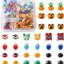 Craftdady 100pcs Handmade Lampwork Glass Spacer Beads Halloween Pumpkin Owl Rondelle Oval Loose Beads for Bracelets Necklaces Earrings Jewelry Crafts Making (Mixed Color Halloween)