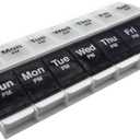 EZY DOSE Push Button (7-Day) Pill Case, Medicine Planner, Vitamin Organizer, 2 Times a Day AM/PM Container, X-Large Compartments, Arthritis Friendly, Effortless Open, Clear Lids, Blue/White, BPA Free