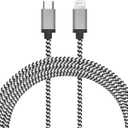 LBT USB C to Lightning Cord, 7 feet Long (2.13 Meters) Premium Charging and Data Cable, Braided Design, MFi Certified, Compatible with iPhone 12, 11, 11 Pro, 11 Pro Max - Black & White