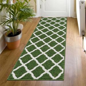 Runner Rugs 24"x36" for Entryway Kitchen Hallway Indoor Washable Rug Runner Non Slip Rubber Backing Dirt Trapping Doorway Foyer Entrance Runner Rug, Green
