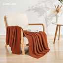 CozeCube Orange Throw Blanket for Couch, Soft Cozy Cable Knit Throw for Bed Sofa Living Room, Lightweight Warm Decorative Farmhouse Christmas Blanket, 50"x60", Burnt Orange