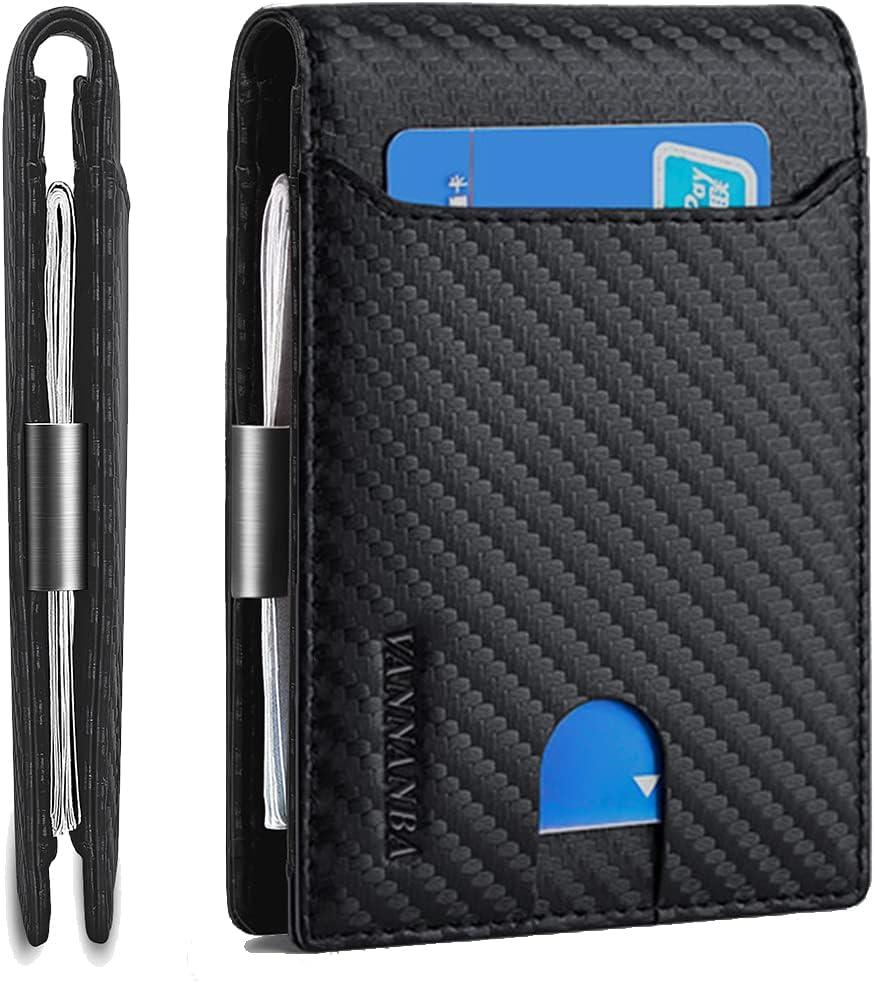 VANNANBA Wallet for Men Bifold Credit Card Holder,RFID Blocking Front Pocket Wallets for Men Teen Boys with Gift Box(Black)