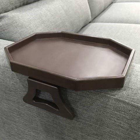 Xchouxer Sofa Arm Clip Table, Armrest Tray Table, Drinks/Remote Control/Snacks Holder, 9 in x 12.3 in x 4.5 in  (Cherry Brown)