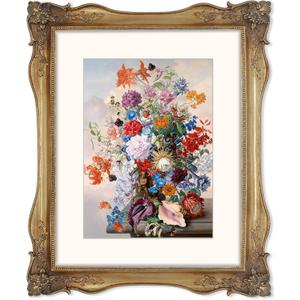 SIMON'S SHOP 11x14 Picture Frame with Mat for 8x10 Photo, Gold Poster Frame Matted to 8 by 10 Image, Vintage Gallery Wall Frames