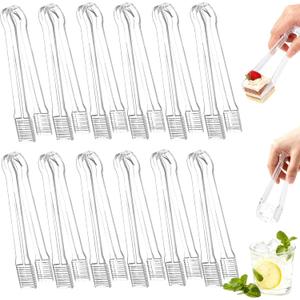 10 Pcs Clear Plastic Serving Tongs, 6.3 Inch Small Disposable Plastic Tongs for Food, Buffet, Party, Salad, Ice, Candy, Appetizer, Catering, Easy to Hold and Clean