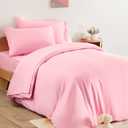 SLEEP ZONE Kids Duvet Cover Set Twin Size 2 Pieces - Super Soft & Cute Comforter Cover with 1 Pillow Sham, Easy Care Zipper Closure (Ballet Pink, Twin)