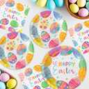 150 Pack Easter Party Supplies Set, Happy Easter Dinnerware Set Includes Heavy Duty Dessert Dinner Plates and Luncheon Napkins for Spring Birthday Party Decorations Table Decor, Serves 50