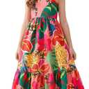 SOLY HUX Toddler Girl's Summer Dress Floral Print Square Neck Sleeveless Flowy Maxi Long Dresses (Green, 4Y)