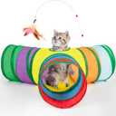 Tempcore Pet Cat Tunnel Tube Cat Toys 3 Way Collapsible, Cat Tunnels for Indoor CatsKitty Tunnel Bored Cat Pet Toys Peek Hole Toy Ball Cat, Puppy, Kitty, Kitten, Rabbit Rainbow