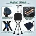 Walking Cane with Seat Holding 400 lbs Heavy-Duty Folding Cane Chair with Upgraded Detachable 3 Legs, ABC Markings, Adjustable 19"-22" Seat Height, Large Comfort Seat for Seniors