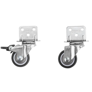 HOWDIA 1.25" Swivel Plate Caster Wheels with Brake L-Bracket Side Mount TPR Rubber Small Furniture Replacement Silent Mute Locking Casters for Furniture Legs Set of 2