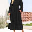 ZESICA Boho Fall Maxi Dresses for Women 2025 Dressy Casual Long Sleeve Swiss Dot Tiered Flowy Swing Wedding Guest Long Dress (Black, M)