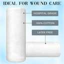 VitalCozy 2 Pack White Cotton Roll Non-sterile Cotton for Wound Care Absorbent Soft Cotton Rolled Multipurpose Cotton Use for Cosmetic Application and Product Removal